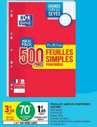 Intermarché Feuilles Simples Perforées Oxford offre