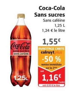 Colruyt Coca-Cola Sans sucres offre
