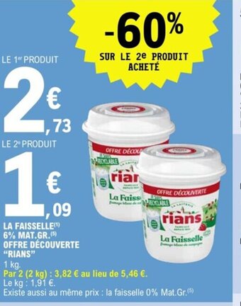 E.Leclerc LA FAISSELLE(¹) 6% MAT.GR. (5) OFFRE DÉCOUVERTE "RIANS" offre