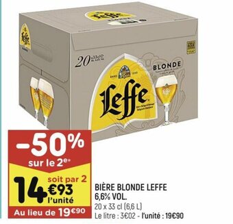 Leader Price BIÈRE BLONDE LEFFE 6,6% VOL. offre