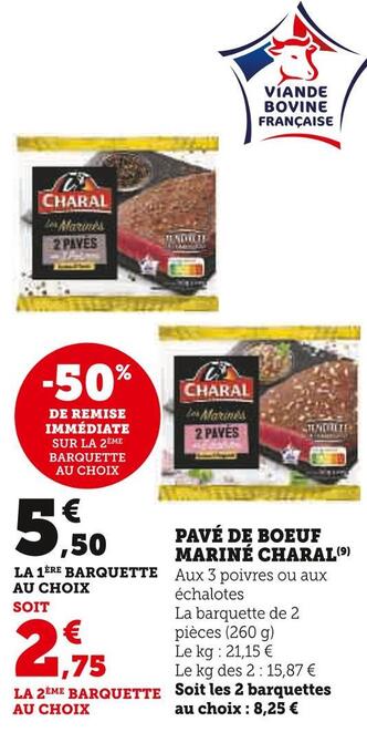U Express Charal pavé de boeuf mariné offre