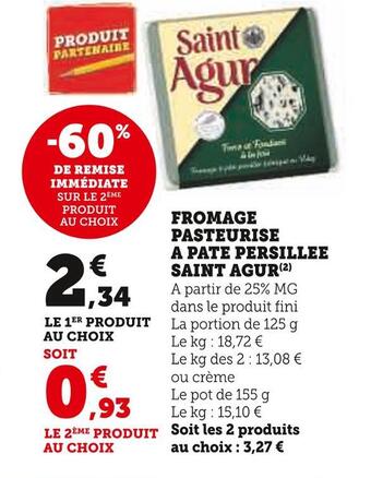U Express Saint agur fromage pasteurise a pate persillee offre