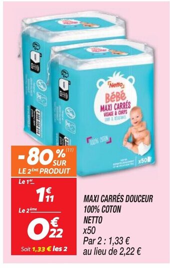 MAXI CARRÉS DOUCEUR 100% COTON