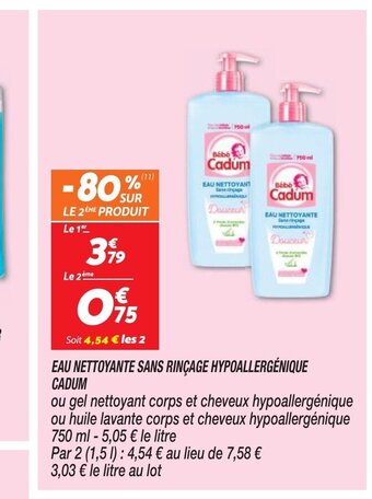 Netto EAU NETTOYANTE SANS RINÇAGE HYPOALLERGÉNIQUE offre