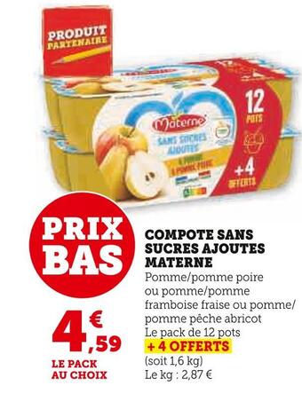 U Express Materne compote sans sucres ajoutes offre