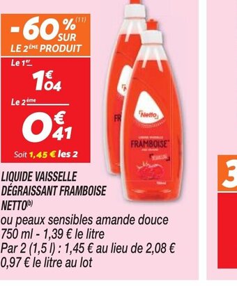 Netto LIQUIDE VAISSELLE DÉGRAISSANT FRAMBOISE offre
