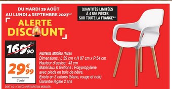 Netto FAUTEUIL MODÈLE ITALIA offre