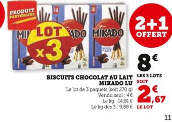 U Express Lu biscuits chocolat au lait mikado offre