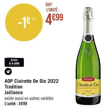 Casino Supermarchés Tradition jaillance aop clairette de die 2022 offre