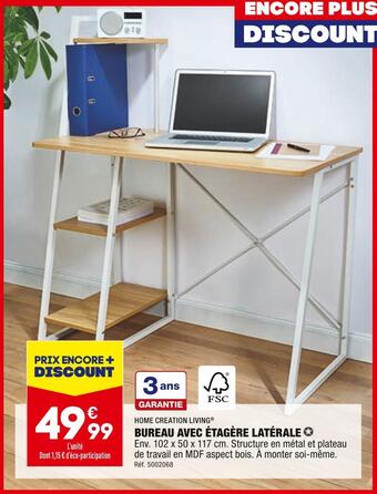 ALDI Home creation living bureau avec étagère latérale offre