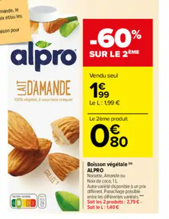 Carrefour Market Boisson végétale Alpro offre