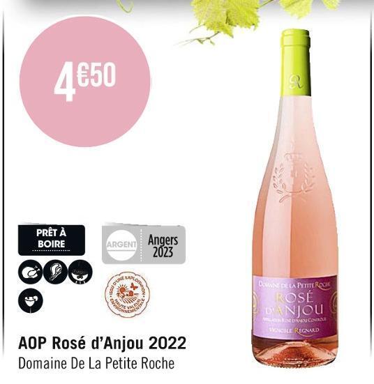 Promo Domaine de la petite roche aop rosé d’anjou 2022 chez Casino