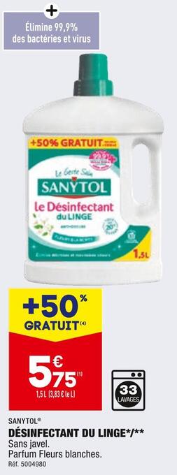 ALDI Sanytol désinfectant du linge offre