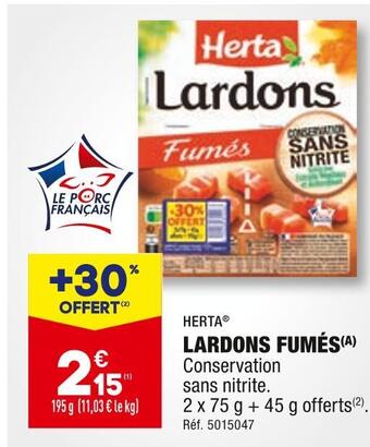 ALDI Herta lardons fumés offre