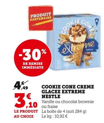 Super U Nestle cookie cone creme glacee extreme offre