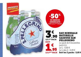 Super U San pellegrino eau minerale naturelle gazeuse offre
