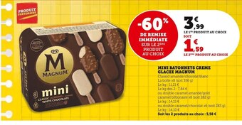 Super U Magnum mini batonnets creme glacee offre