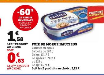 Super U Nautilus foie de morue offre
