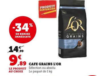 Super U L'or cafe grains offre