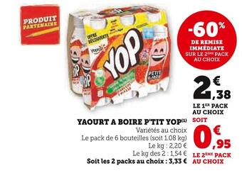 Super U Yoplait yaourt a boire p'tit yop offre