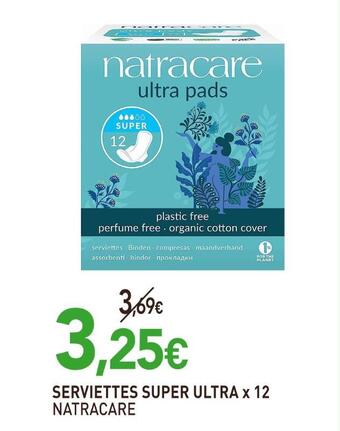 naturéO Natracare serviettes super ultra x 12 offre