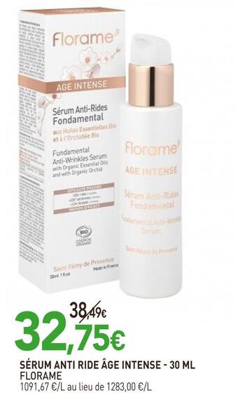 naturéO Florame sérum anti ride âge intense offre