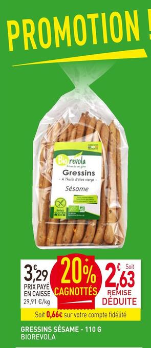 naturéO Biorevola gressins sésame offre