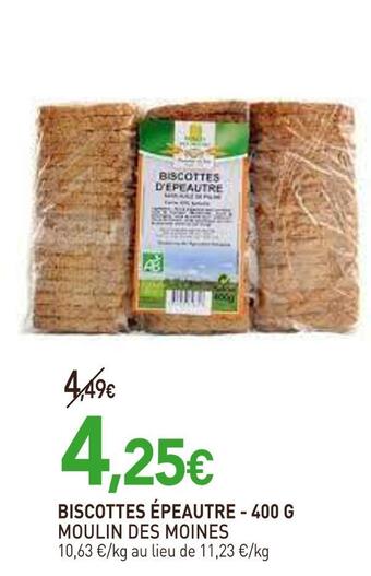 naturéO Moulin des moines biscottes épeautre offre