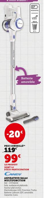 Hyper U Candy aspirateur balai multifonction offre