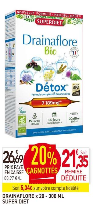 naturéO Super diet drainaflore x 20 offre