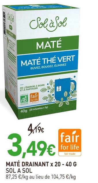 naturéO Sol a sol maté drainant x 20 offre