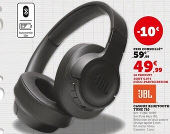 Hyper U Jbl casque bluetooth tune 710 offre