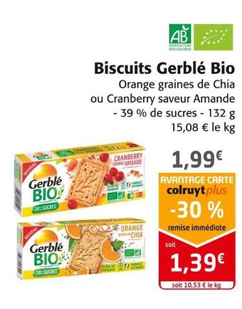 Colruyt Gerblé biscuits bio offre