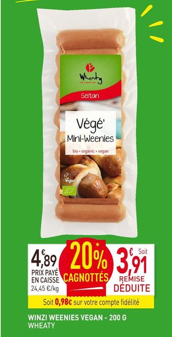 naturéO Wheaty winzi weenies vegan offre