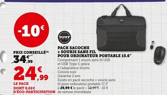 Hyper U Port designs pack sacoche + souris sans fil pour ordinateur portable 15.6 offre