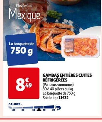 Auchan GAMBAS ENTIÈRES CUITES RÉFRIGÉRÉES offre