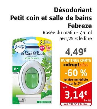 Colruyt Febreze désodoriant petit coin et salle de bains offre