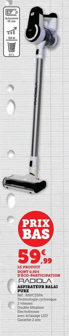 Hyper U Aspirateur balai pure offre