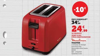 Hyper U Toaster moulinex offre