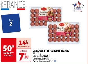 Auchan 28 BOULETTES AU BŒUF BIGARD 28 x 25 g offre