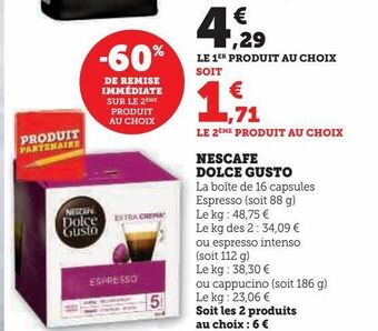 Hyper U Nescafe dolce gusto offre