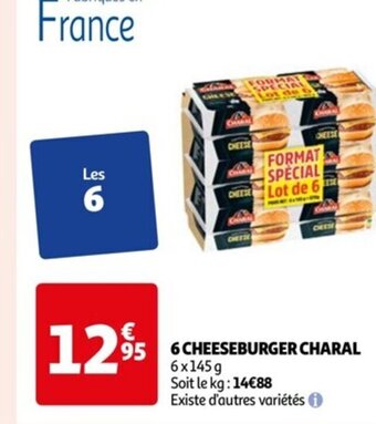 Auchan 6 CHEESEBURGER CHARAL 6x145g Soit le kg: 14€88 offre
