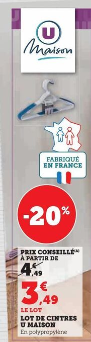 Hyper U Lot de cintres u maison offre
