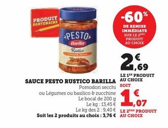Hyper U Sauce pesto rustico barilla offre