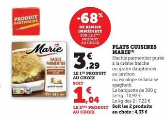 Hyper U Plats cuisines marie offre