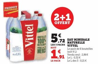 Hyper U Eau minerale naturelle vittel offre