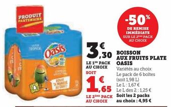 Hyper U Boisson aux fruits plate oasis offre