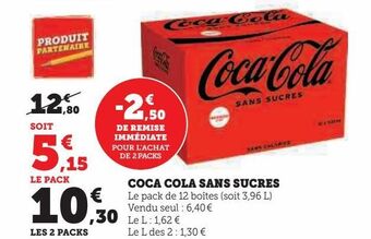 Hyper U Coca cola sans sucres offre