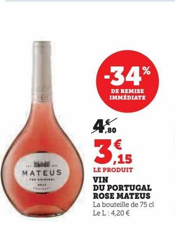 Hyper U Vin du portugal rose mateus offre