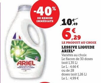 Hyper U Lessive liquide ariel offre